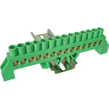 Tracon NPE-G8-14 Můstek na ochranné vodiče (PE) izolovaný, zelený 230/400VAC, 100A, 8×12mm, 14P, IP20 (Tracon NPE-G8-14)