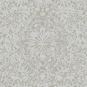 Tapeta Světlá modro-zelená vliesová tapeta na zeď, zlatý damaškový vzor EE3102, Elementum, Grandeco