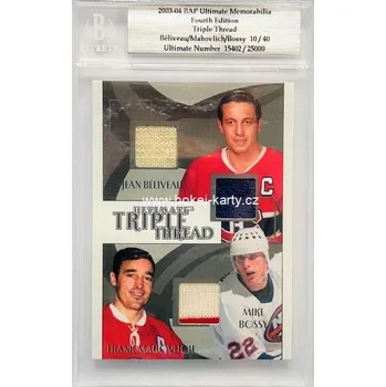 Sběratelský sportovní předmět jersey karta BELIVEAU/BOSSY 03-04 BAP Ultimate Memorabilia Triple Thread /40