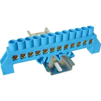 Tracon NPE-B8-12 Můstek na neutrální vodiče (N) izolovaný, modrý 230/400VAC, 100A, 8×12mm, 12P, IP20 (Tracon NPE-B8-12)