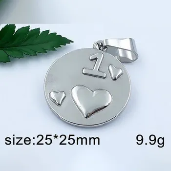 Přívěsek Kolečko se srdíčkem a číslovkou jedna - ocelový přívěsek