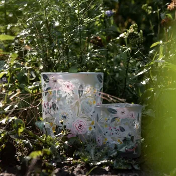 Svícen Barevný skleněný svícen Wild Flowers Rose S - Ø 7*8 cm
