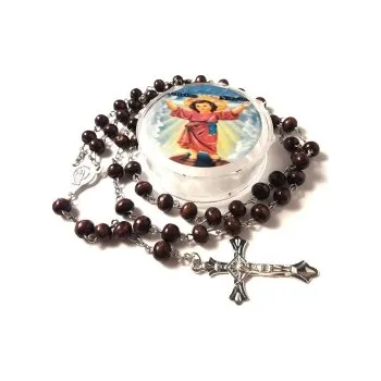 Růženec Hnědý růženec z dřevěných korálků – přírodní modlitební pomůcka pro duchovní praxi