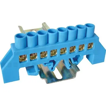 Tracon NPE-B8-8 Můstek na neutrální vodiče (N), izolovaný, modrý 230/400VAC, 100A, 8×12mm, 8P, IP20 (Tracon NPE-B8-8)