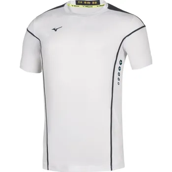 Dětské sportovní tričko Mizuno Hex Rect Tee Jr / White/Navy Velikost: 116