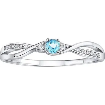 Šperk Stříbrný prsten s pravým modrým Topazem a Brilliance Zirconia velikost obvod 54 mm JJJR1100TS-obvod 54 mm