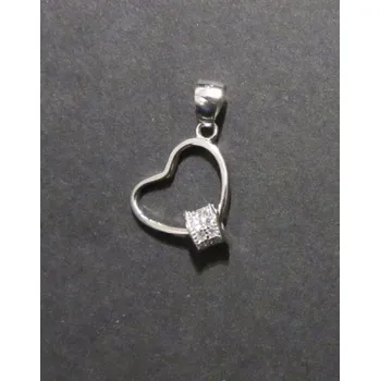 Přívěsek Průhledné stříbrné srdce s válečkem zdobeným umělými mikrozirkony