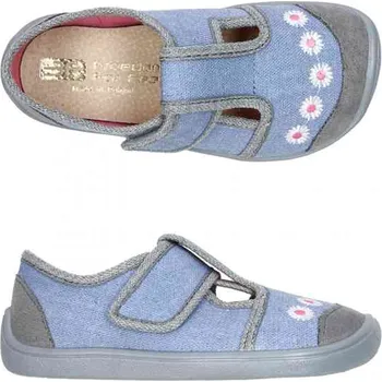 Dívčí bačkory 3F Freedom for feet 3F BAREFOOT PAPUČKY dívčí 3BE3/14 jeans kytičky Velikost: 24