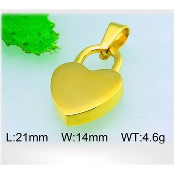 Přívěsek Srdíčko ve zlaté barvě připomínající zámek - ocelový přívěsek