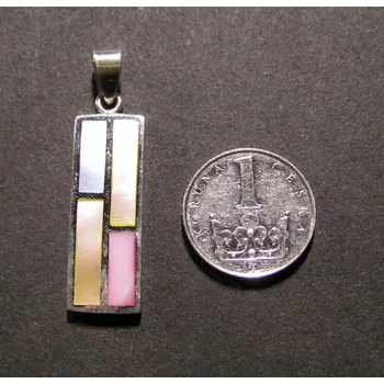 Přívěsek Vertikální obdélník s barvenou perletí - stříbrný přívěsek