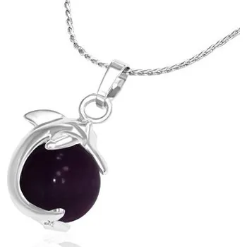 Náhrdelník Tmavě fialová kulička - náhrdelník