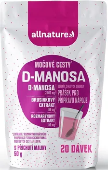 Přírodní produkt Allnature D-Manosa brusinkový extrakt s příchutí maliny 50 g
