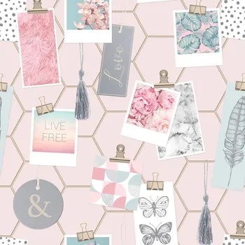 Tapeta Papírová tapeta Klipy s obrázky 108137, Clip Frames Pink, Kids@Home 6, Graham & Brown