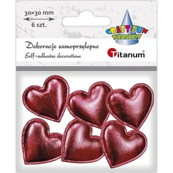 samolepka Dekorace, samolepící, látková, SRDCE, 3 x 3cm, 6ks/bal