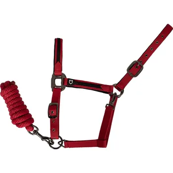 EQUESTRO Set ohlávky s vodítkem Elegance Equestro, red COB