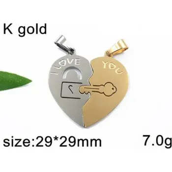 Přívěsek Rozdělitelné srdce - ocelový přívěsek symbol klíč a zámek