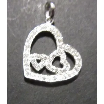 Přívěsek Srdíčka v srdci - přívěsek ze stříbra vykládaný umělými mikrozirkony