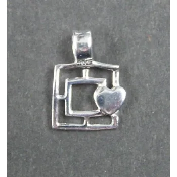 Přívěsek Čtverec a srdce - stříbrný přívěsek / přívěsek ze stříbra