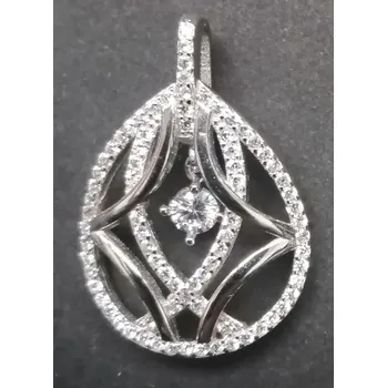 Přívěsek Kapkoidní ovál zdobený mikrosettingem - stříbrný přívěsek