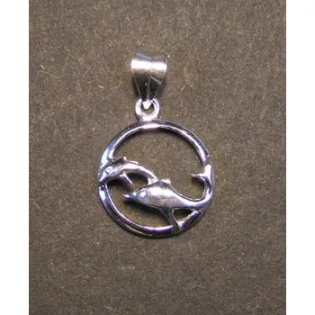 Přívěsek Delfíni v kruhu - stříbrný přívěsek / přívěsek ze stříbra