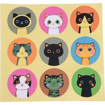samolepka ST382, Kulaté samolepky, KOČKY, 13,5 x 13,5 cm, arch