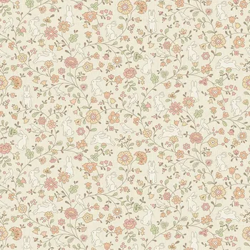 Tapeta Béžová vliesová dětská tapeta na zeď - kytičky, zajíčci JS3103, Jack´N Rose 2024 , Grandeco