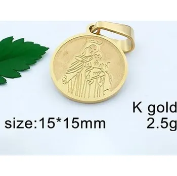 Přívěsek Ocelový přívěsek ve zlatém kruhu - náboženský motiv