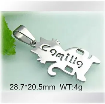 Přívěsek Kočička s nápisem Camilla - ocelový přívěsek