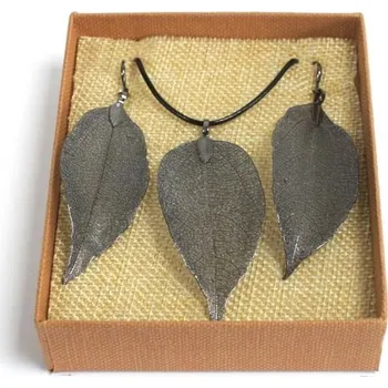 Souprava šperků AWM, Ltd, S3 8AL Set - náhrdelník a náušnice - listy - Cínové