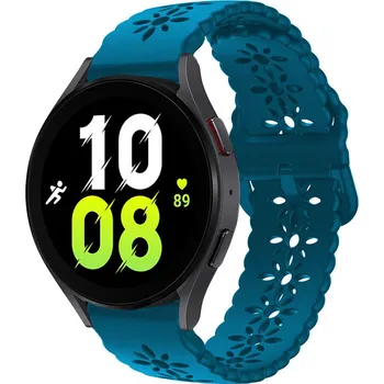 Příslušenství k chytrým hodinkám eses Silikonový řemínek dírkovaný se vzorem pro Samsung Galaxy Watch 4, 5, 6, 7 - Tyrkysově modrý, 20 mm