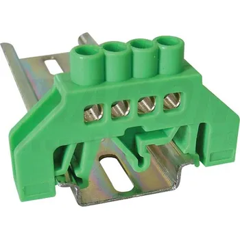 Tracon NPE-G6-4 Můstek na ochranné vodiče (PE) izolovaný, zelený 230/400VAC, 63A, 6×9mm, 4P, IP20 (Tracon NPE-G6-4)