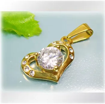 Přívěsek Srdce zlaté barvy - ocelový přívěsek