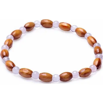 Náramek Náramek z dřevěných korálků s růženínem obvod cca 16 až 22 cm