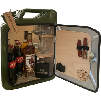 Dárkový potravinový koš Kanystr bar KHAKI se zrcadlem, přírodní dřevo