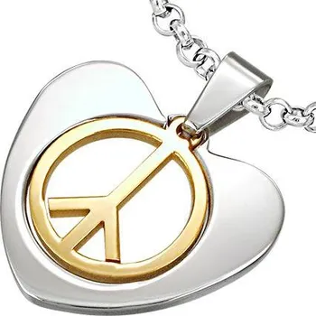 Přívěsek Peace - srdce - ocelový přívěsek ocel