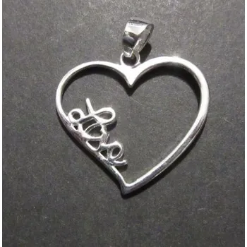 Přívěsek Srdce s nápisem love - přívěsek ze stříbra