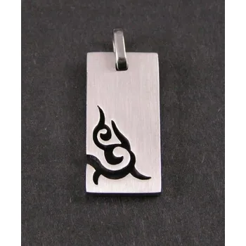 Přívěsek Obdélník s vykrojeným vzorkem - ocelový přívěsek