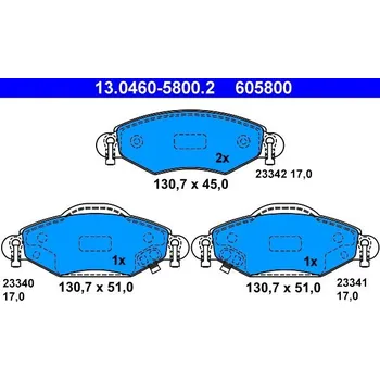 Brzdová destička Sada brzdových destiček, kotoučová brzda ATE 13.0460-5800.2