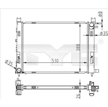Chladič motoru Chladič, chlazení motoru TYC 728-0062