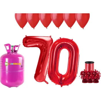 Helium do balónku HeliumKing Helium párty set na 70. narozeniny s červenými balónky