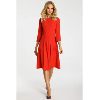 Dámské šaty Elegantní Šaty s plisováním vpředu MOE M335 Barva: Červená, Velikost: L