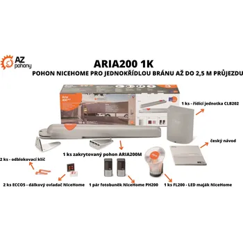 Pohon brány ARIA200 1K- pohon NiceHome pro jednokřídlou bránu až do 2,5 m průjezdu - ARIA200 1K- pohon NiceHome pro křídlovou bránu až do 2,5 m průjezdu