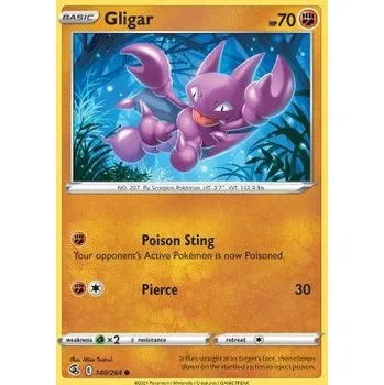 Karetní hra Pokémon FST 140/264 Gligar - Fusion Strike Stav: Near Mint, Verze: REVERSE HOLO