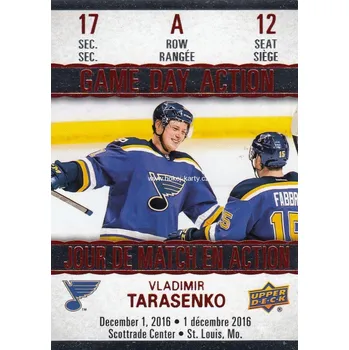 Sběratelská karetní hra insert karta VLADIMIR TARASENKO 17-18 Tim Hortons Game Day Action číslo GDA-12