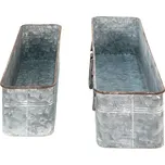 2ks dekorační plechový antik obal na květináč ve tvaru kufru - 61*16*12 / 50*13*11 cm