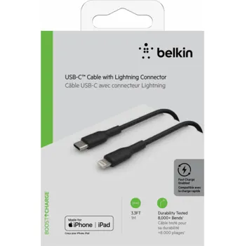 Datový kabel Belkin Lightning/USB-C kabel 1m PVC, mfi cert. cerny