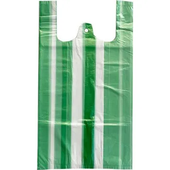 Sáček na potraviny tašky mikrotenové HDPE 10kg, 300+180x550 mm, 15my - zeleno-bílé (100 ks/balení)