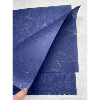 Umělecký papír Sapaimport Morušový papír Unryu Lurex zlato - modrý Velikost: 23x32 cm, balení 10 ks