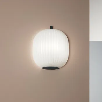 Nástěnné svítidlo Fabas 3689-21-101 Domizia, nástěnné svítidlo, černý kov/bílé sklo, 1xE27, výška 31cm