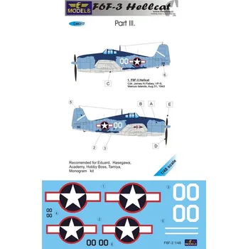 Plastikový model 1/48 Decals F6F-3 Hellcat (EDU/HAS/ACA/TAM) Pt.III